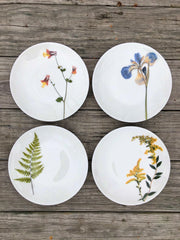 Mixed set of Botanical Porcelain Plates, Size 8.25 inch diameter