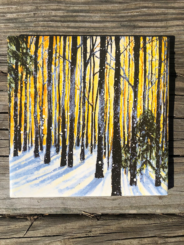 Winter Snowy Trees Ceramic Tile - Indoor and Outdoor Use