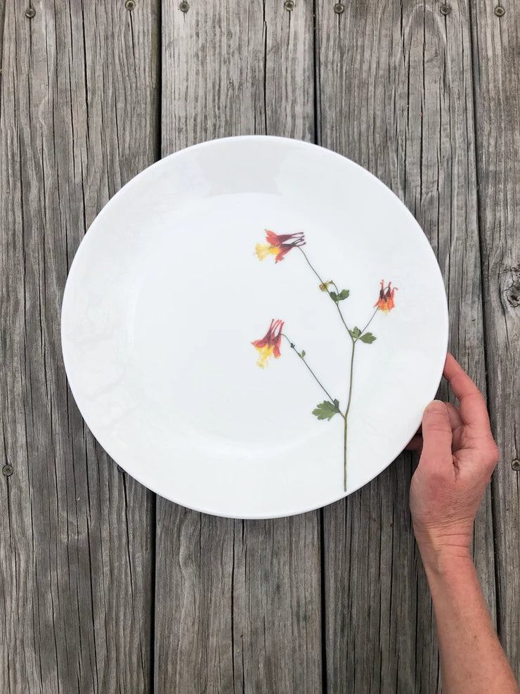 Pressed Columbine Flower Plates & Mugs