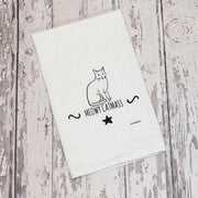 Meowy Catmass Flour Sack Tea Towel in Black