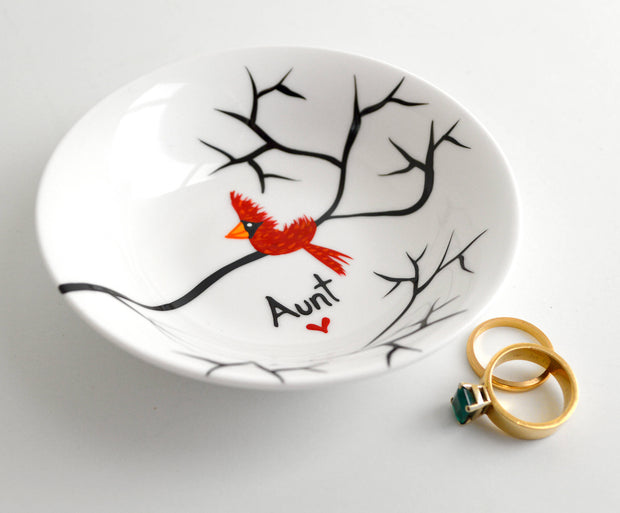 Cardinal Red Bird : Personalized Ring Dish