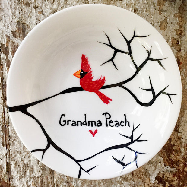 Cardinal Red Bird : Personalized Ring Dish