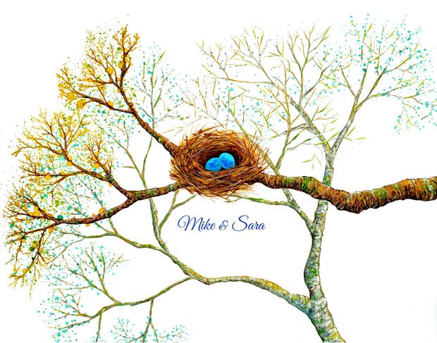 Bird Nest 11" x 14" Personalized Print