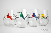 Four Birds Stemless Wine Glasses