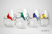 See the whole Bird Collection here: http://www.maryelizabetharts.com/collections/stemless-wine-glasses/products/four-birds-stemless-wine-glasses