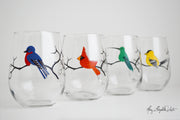 Four Birds Stemless Wine Glasses