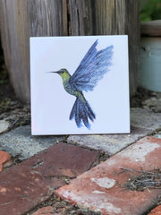 Hummingbird in Flight Ceramic Tiles : Indoor and Outdoor Use