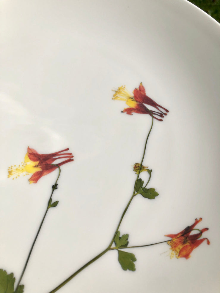 Pressed Columbine Flower Plates & Mugs