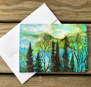 Green Sky Landscape : Greeting Card