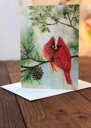 Cardinal Lovebirds : Greeting Card