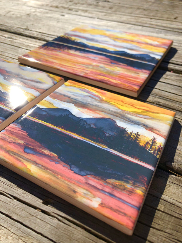 Lake Sunset : Ceramic Tiles - Indoor and Outdoor Use