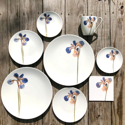 Pressed Blue Iris Porcelain Plates