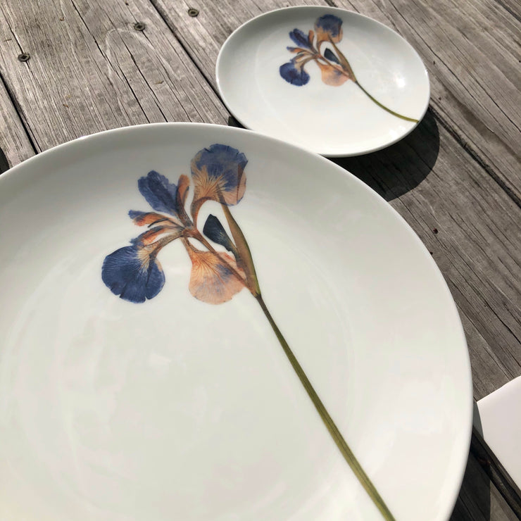 Pressed Blue Iris Porcelain Plates