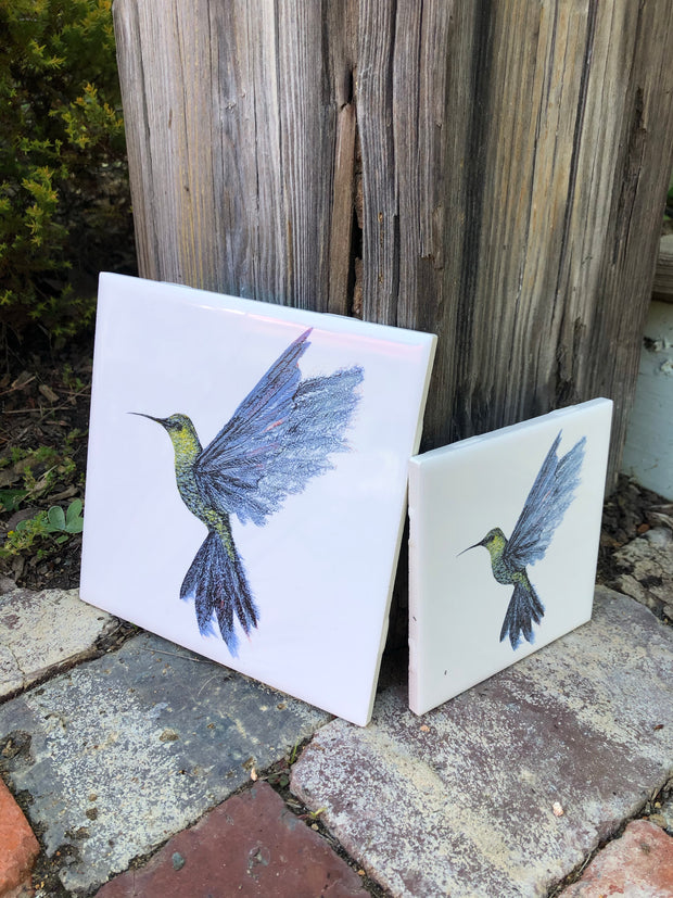 Hummingbird in Flight Ceramic Tiles : Indoor and Outdoor Use