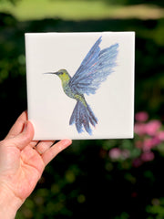Hummingbird in Flight Ceramic Tiles : Indoor and Outdoor Use