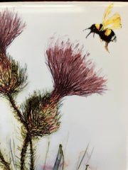 Thistle and Honeybee Ceramic Tiles : Indoor and Outdoor Use