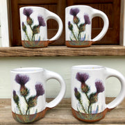 Large Thistle & Honeybee Handmade Pottery Coffee Mug