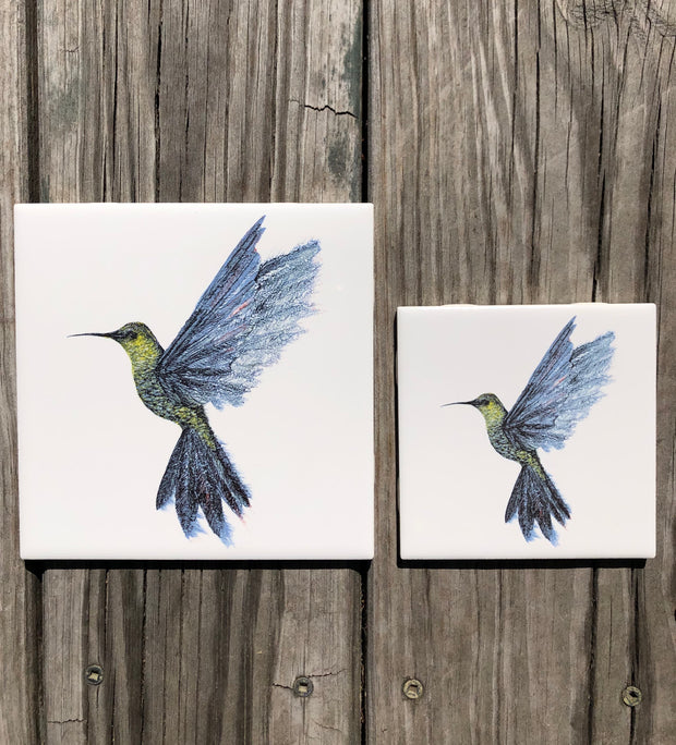 Hummingbird in Flight Ceramic Tiles : Indoor and Outdoor Use