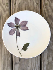 Pressed Purple Clematis Porcelain Plate