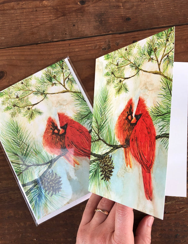 Cardinal Lovebirds : Greeting Card