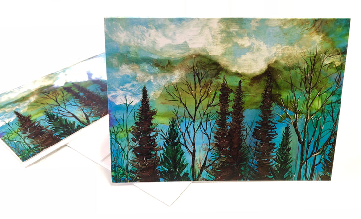 Green Sky Landscape : Greeting Card