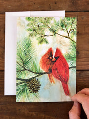 Cardinal Lovebirds : Greeting Card