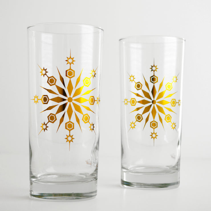 Gold Snowflake Glasses
