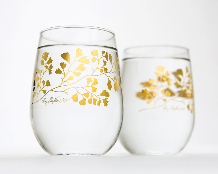 Gold Maidenhair Fern Glassware