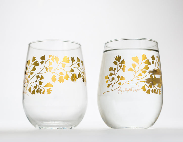 Gold Maidenhair Fern Glassware